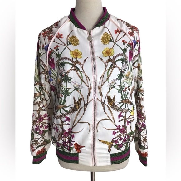 Blooming In Your Garden Floral Satin Bomber Jacket - Picture 2 of 8